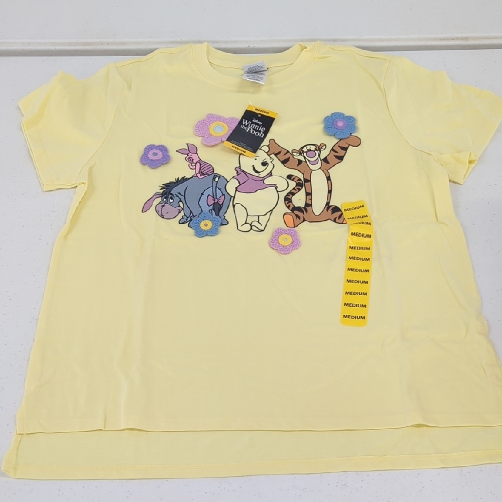 Disney Yellow Women's Shirt with Winnie the Pooh Characters